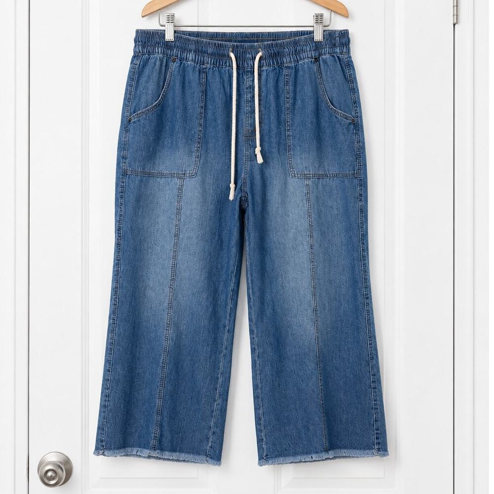 Maurices Wide Leg Crop Denim Pants – Size 24W – High Rise – NWT